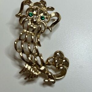 4/$100 AVON Gold-Tone Dog Brooch with Green Eyes